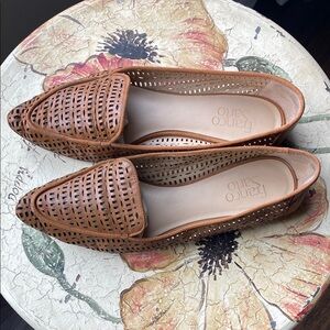 Franco Sarto Brown Woven Leather Loafers